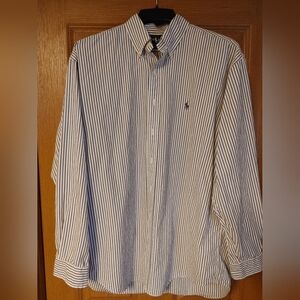 Ralph Lauren Brown, Blue and White Striped Shirt